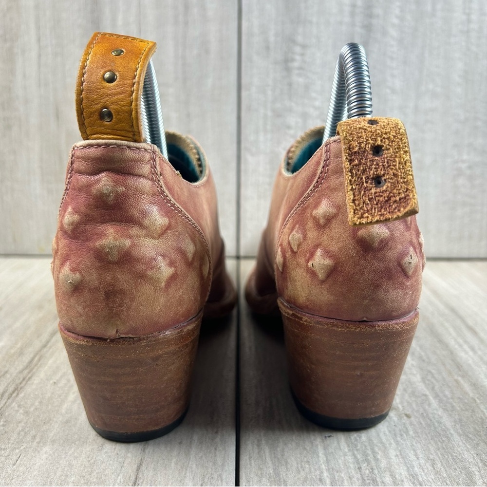 PS Kaufman Rustic Tan Leather Heeled Western Oxford Ankle Booties Women’s Size 6 - Picture 7 of 10